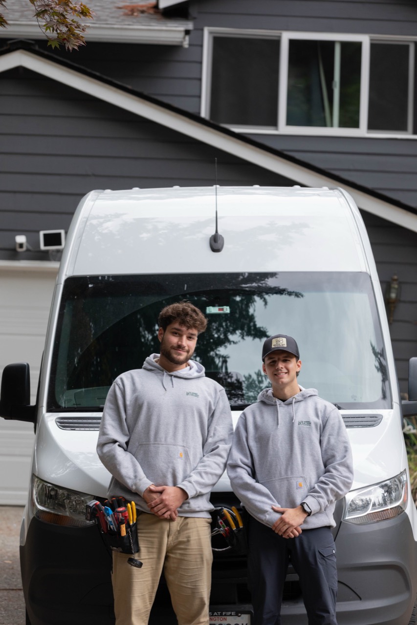 The Wired by Dave crew standing in front of their service van